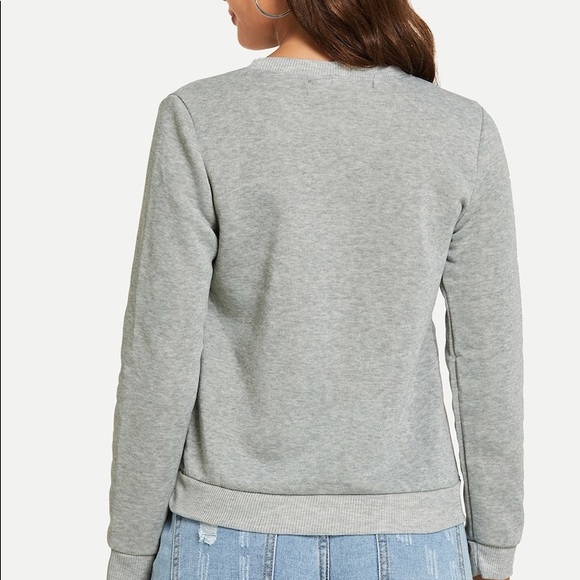 BABE sweatshirt gray black casual pullover top - Picture 3 of 3
